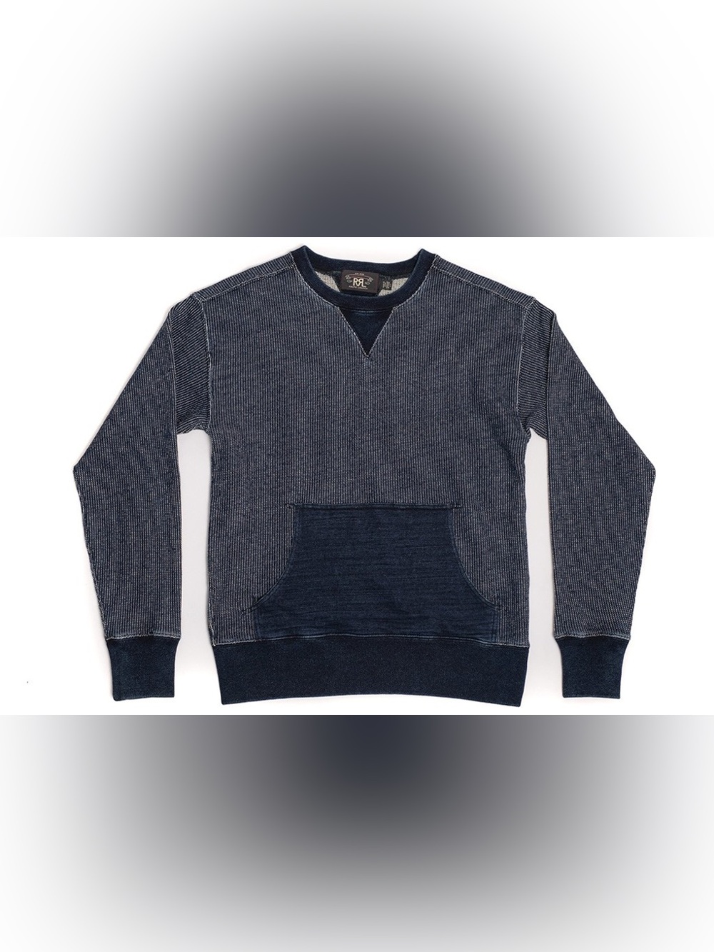 RRL Double RL Indigo Waffle Knit Crewneck Sweatshirt L